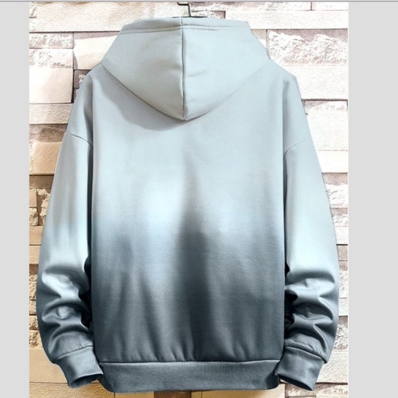 Light Dark Gray Ombre Mens Hoodie Sweatshirt - Picture 3 of 4
